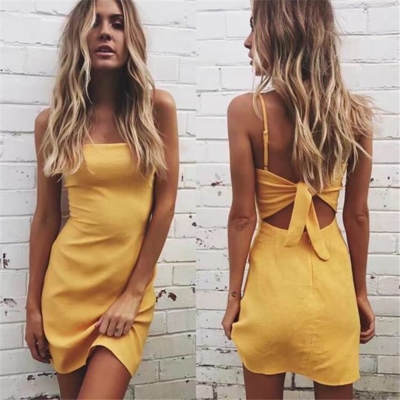 LAST ONE❣️ ‘Sarah’ Canary Yellow Summer Slip Dress - Picture 3 of 6